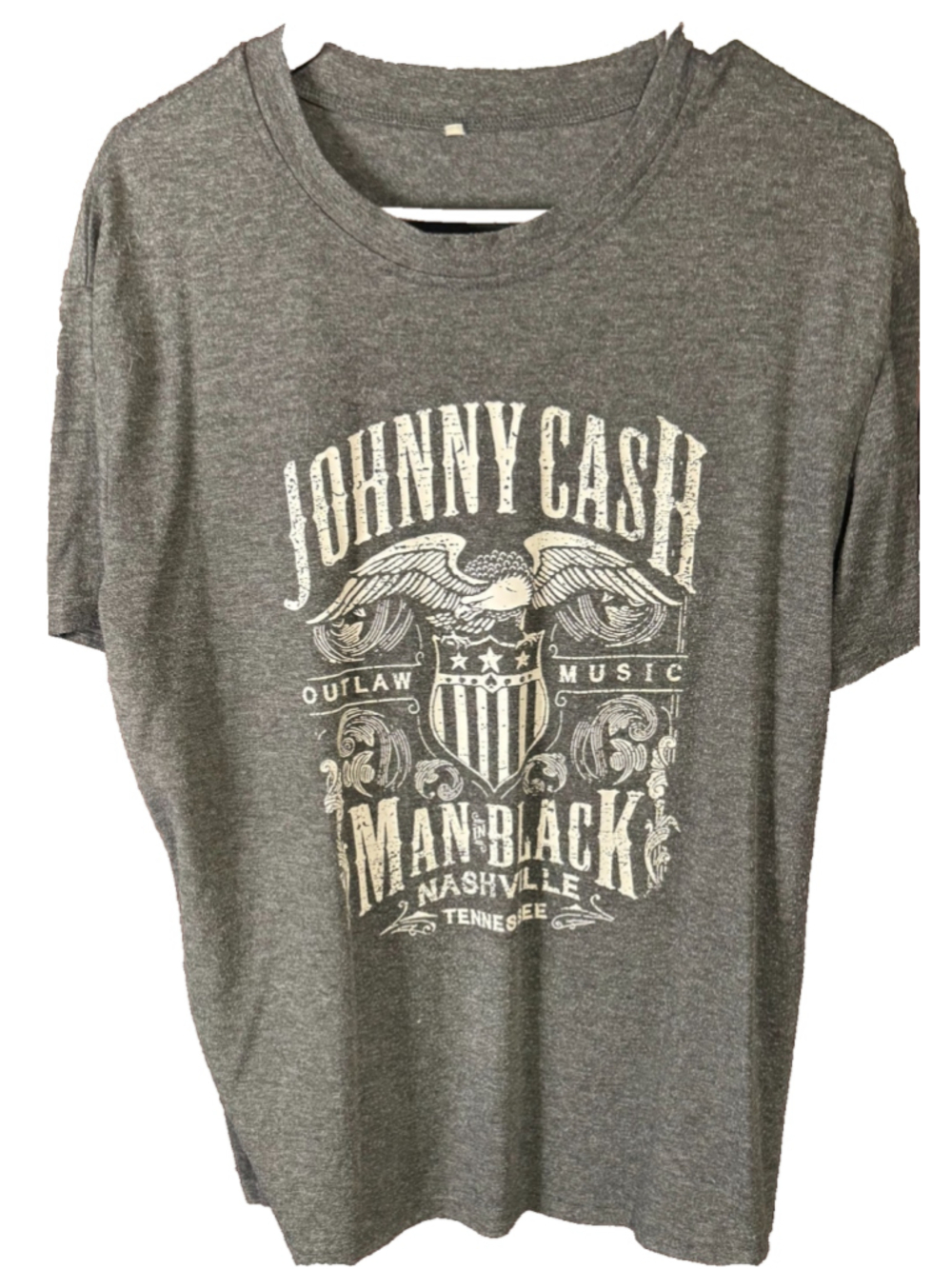 Johnny Cash Concert t-shirt Gray Men Size L ?